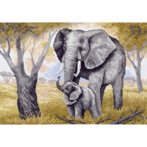 Слоны. Канва с рисунком для вышивания. размер: 37*49 см. 